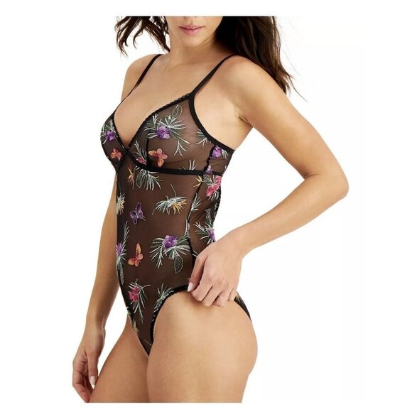 Inc Intimates Bodysuit Lingerie Top Embroidered Floral Butterflies Small NEW 1A - Picture 2 of 12